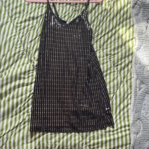 Black and Gold Sequin Y2K Women's Party Dress